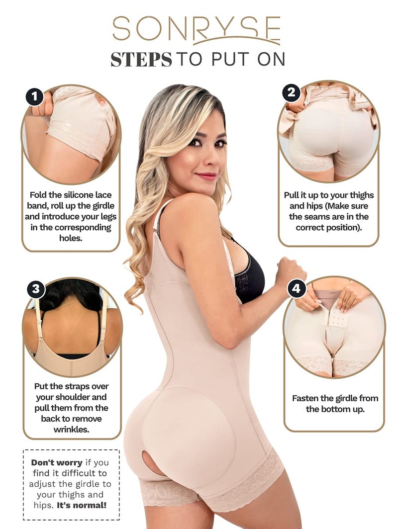 Sonryse D066 Fajas Colombianas Post Surgery and Postpartum Tummy Tuck Compression Garment for Women Beige XS - Image 4